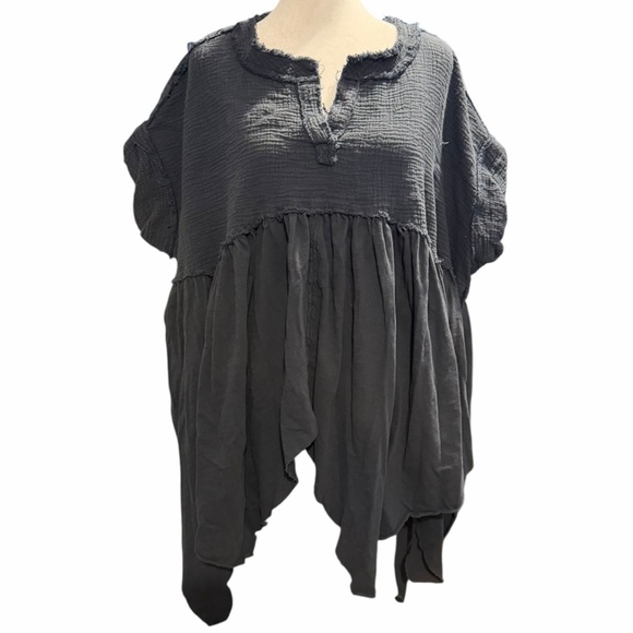 Free People We The Free Sugar Rush Babydoll Tunic Asymmetrical Draped Hem Large - Picture 5 of 10